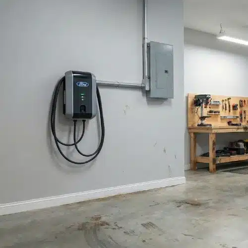 Professional contractor installing electric vehicle charger in Kansas City